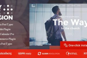 My Religion GPL v.1.3.4  – 带有活动、布道和捐赠的专用教堂 WordPress 主题下载