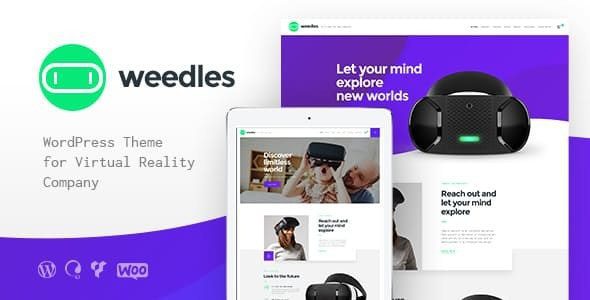 Weedles v.1.1.7- 虚拟现实登陆页面和商店 WordPress 主题下载