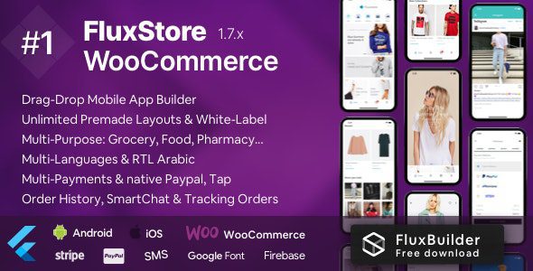 Fluxstore WooCommerce v6.0.1 Flutter 将woocommerce网站转变成app应用源码下载
