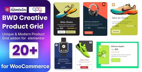 WooCommerce Product Grid for elementor v1.0 创意产品列表卡片插件下载