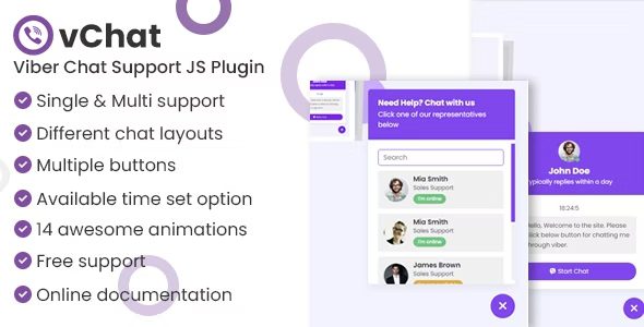 vChat v1.2.0 –Viber 在线聊天支持 WordPress 插件下载