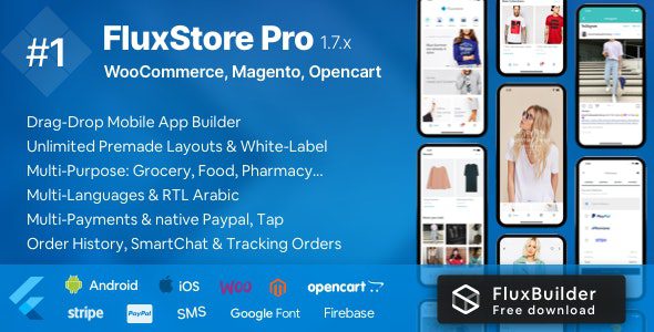 Fluxstore Pro v6.0 – 适用于 Magento、Opencart 和 Woocommerce 的 Flutter 电子商务完整应用程序源码下载
