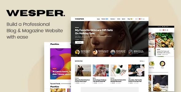 Wesper v1.1.7 博客和杂志的 WordPress 主题下载