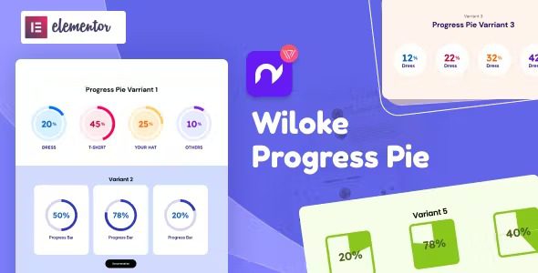 Wiloke Progress Pie for Elementor v1.0.24 带有动​​画的进度百分比饼图插件下载