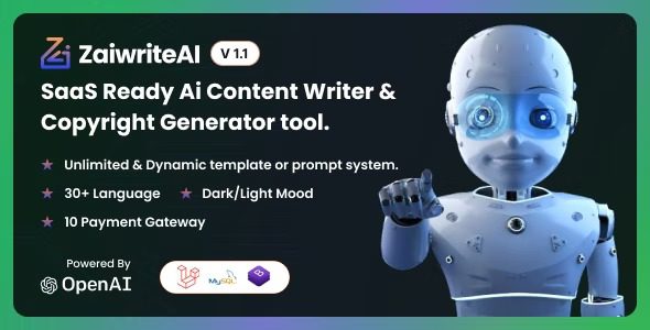 ZaiwriteAI v.2.0 – 带有 SAAS 的 Ai 内容编写器和版权生成器工具PHP源码破解版下载