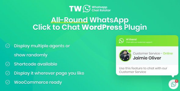 WhatsApp Chat for WordPress and WooCommerce v.1.2.1 WhatsApp在线聊天插件下载