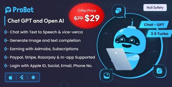ProBot – ChatGPT v2.0.3 Admob |订阅 InApp |打开 AI 聊天、写作助手和图像生成器源码下载