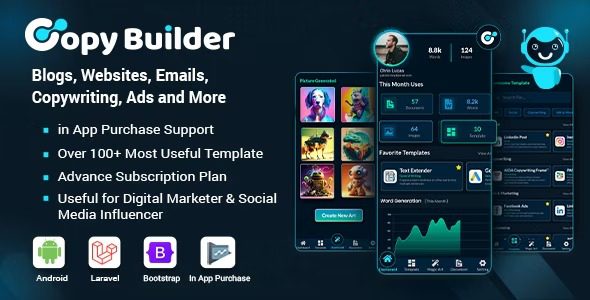 Copy Builder v2.0 作为 SaaS 的 OpenAI ChatGPT AI 写作助手、AI 图像生成器和内容创建器源码下载