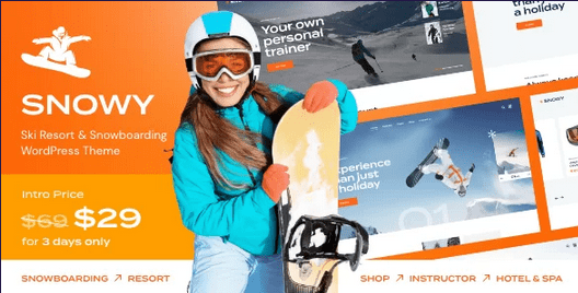 Snowy v1.0.0 滑雪胜地和单板滑雪 WordPress 主题下载
