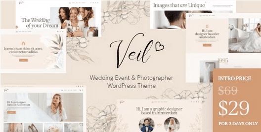 Veil v1.0.0 – 婚礼活动和摄影师 WordPress 主题下载