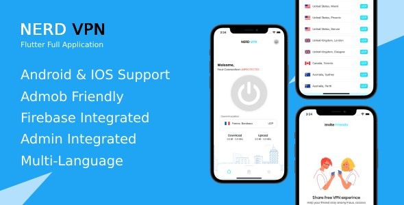 Nerd VPN v6.0.2 适用于 Android 的 Flutter VPN 应用程序（带 IAP）源码下载
