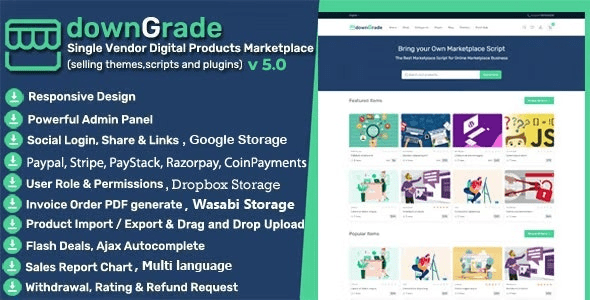 downGrade v6.2 单一供应商数字虚拟产品市场源码下载