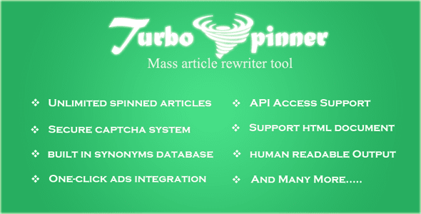 Turbo Spinner: Article Rewriter v1.8 文章伪原创PHP源码下载