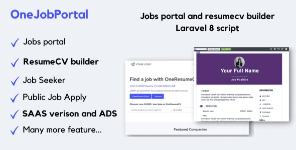OneJobPortal v1.0.9 求职板和简历生成器PHP源码下载[已激活]