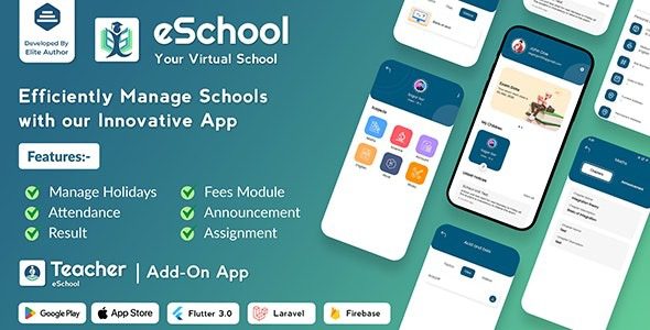 eSchool v1.0.7 带有 Laravel 管理面板的虚拟学校管理系统 Flutter 应用程序源码下载