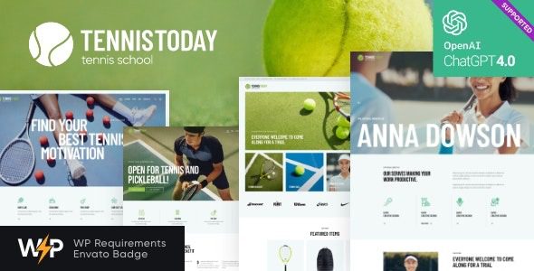 Tennis Today v2.0.0 体育学校和活动 WordPress 主题下载