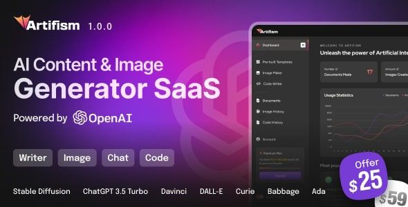 Artifism v6.9.0 AI 内容和图像生成器 SaaS源码下载 [已激活]