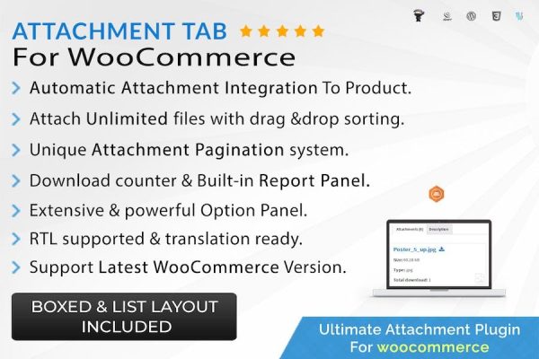 Attachment Tab For Woocommerce v1.2.4 Woocommerce 的附件选项卡插件下载