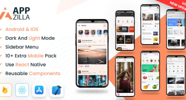 AppZilla v1.3 移动 React Native UI KIT 元素 Andriod + iOS 源码下载