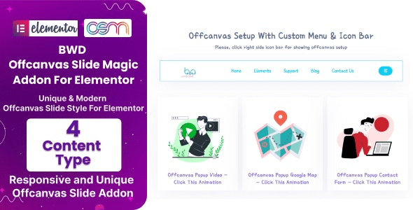 BWD Offcanvas Slide Magic Addon For Elementor v1.0 插件下载