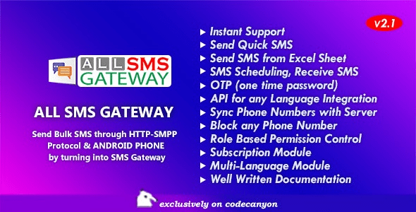 All SMS Gateway v3.0 通过 HTTP-SMPP 协议和 Android 手机发送批量短信源码下载
