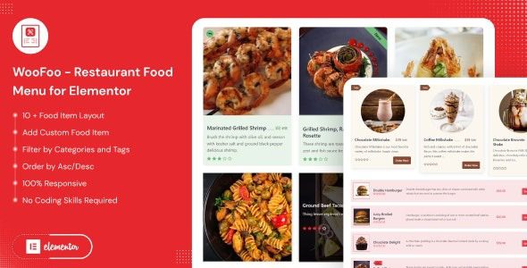 WooFoo v1.0.3 Elementor 的餐厅食物菜单插件下载