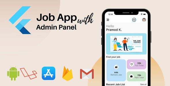 Flutter Job Portal App with Admin Panel v1.0.0 招聘找工作源码app下载