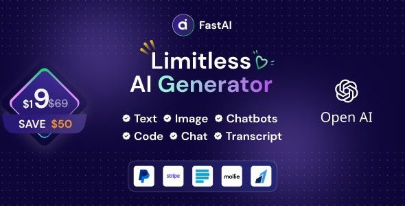 FastAi SaaS AI Content Voice Text Image Chat & Code Generator v1.5.3 AI内容语音文本图像聊天和代码生成器源码下载