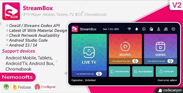 StreamBox IPTV Player (Android Mobile, Tablets, TV, BOX, Chromeb) v2.0 网络电视播放器源码下载（Android 手机、平板电脑、电视、BOX、Chromeb版）