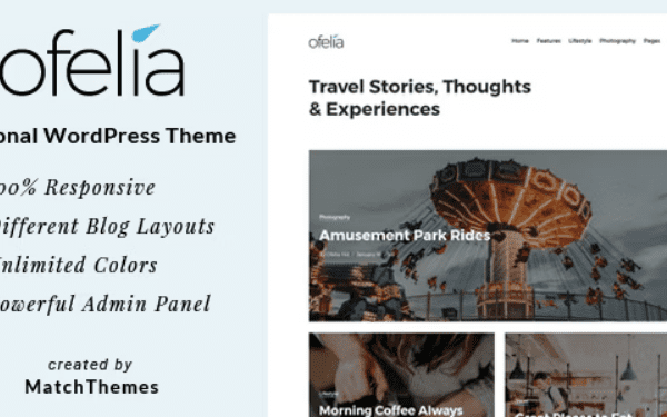 Ofelia v2.1.1 旅游个人WordPress博客主题下载