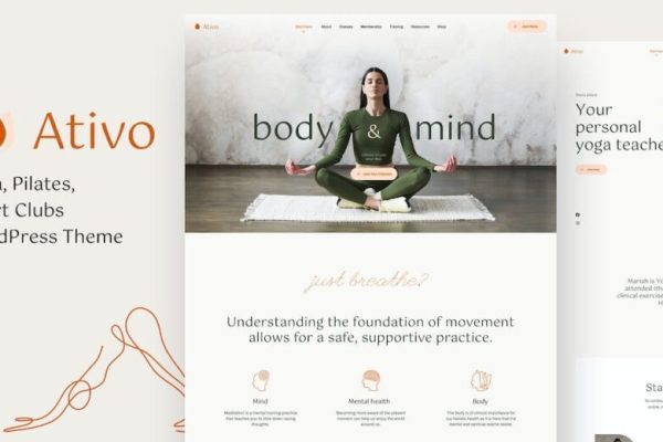 Ativo v7.4 普拉提瑜伽 WordPress 主题下载