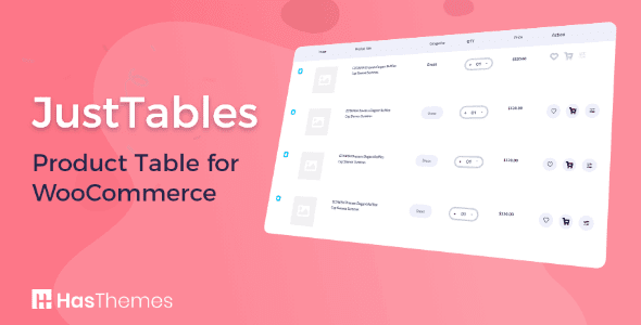 JustTables Pro v1.5.4 WooCommerce 产品数据表格列表形式展示插件下载