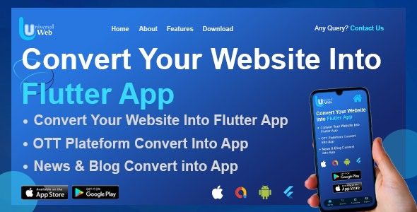 UniversalWeb (v1.0.0) 将网站转换为 Flutter 应用程序 |网页视图应用程序 |网页到应用程序 |Andorid | iOS系统源码下载