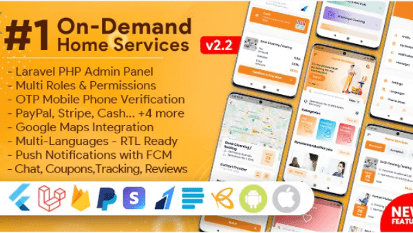 On-Demand Home Services v3.0.0 企业列表，杂工预订与管理面板源码下载[已激活]