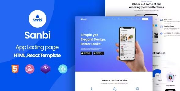 Sanbi v1.0 – 应用程序登陆页面 WordPress 主题