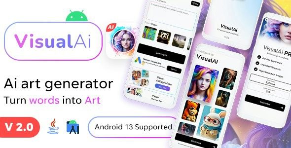 Ai Images Generator v2.0 VisualAI + ai修图照片编辑工具 Android 应用程序app源码下载