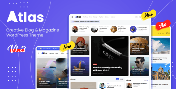 Atlas v2.1.0 – 创意博客和新闻 WordPress 主题下载