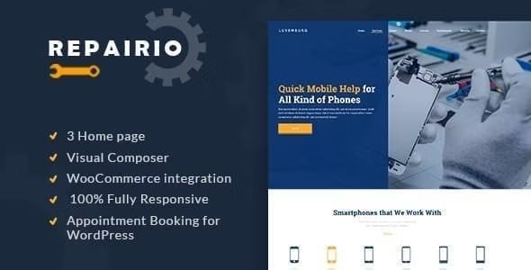 Repairio v1.1.3 – 电子维修wordpress主题下载