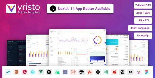 Vristo v1.1.7 – Tailwind CSS、HTML、VueJS、React、Laravel、Node 多用途管理仪表板模板源码下载