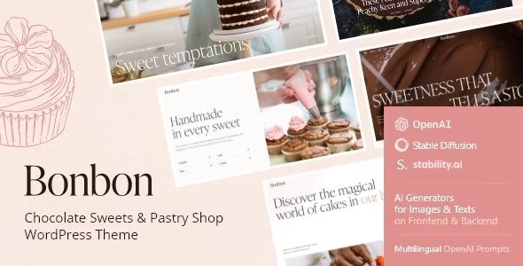 Bonbon v1.2.0 – 巧克力糖果糕点店 WordPress 主题下载 + AI