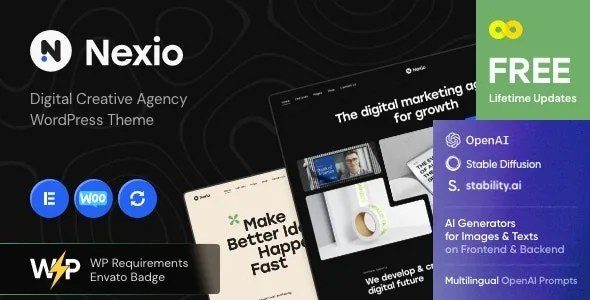 Nexio Digital Creative Agency WordPress Theme + AI v1.1.0 数字创意机构wordpress主题下载