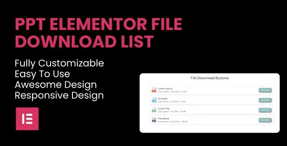 PPT v1.0 – 文件下载列表 Elementor小部件插件下载