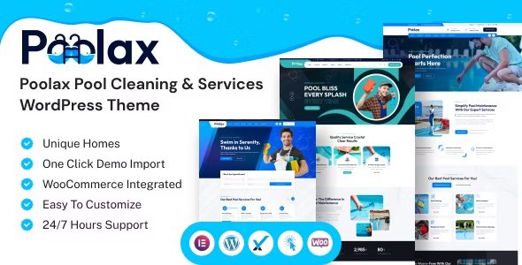 Poolax v1.0 – 泳池清洁和服务 WordPress 主题下载