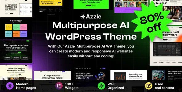 Azzle v1.0.4 人工智能技术和初创企业 WordPress 主题下载