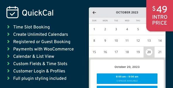 QuickCal v1.0.20 WordPress 预约日历插件下载