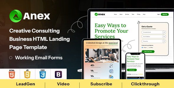 Anex 1.0 – 咨询和商业服务 HTML 登陆页面模板下载
