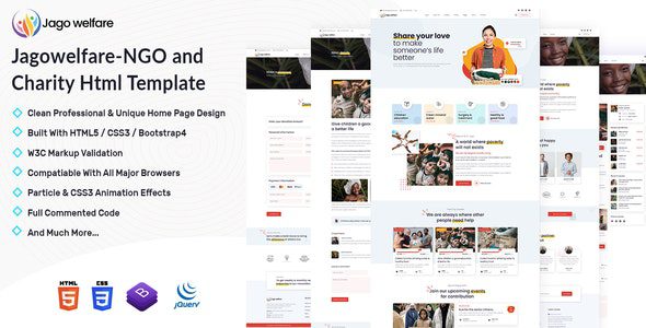 Jagowelfare 1.0 – 非政府组织和慈善机构 Html 模板下载