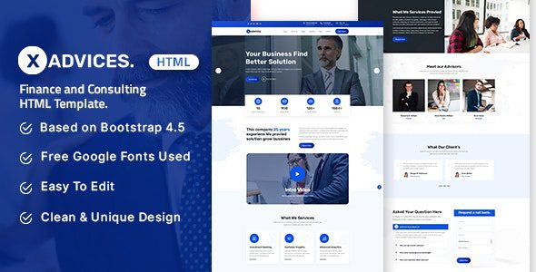 Xadvices 1.0 – 财务和咨询 HTML 模板下载