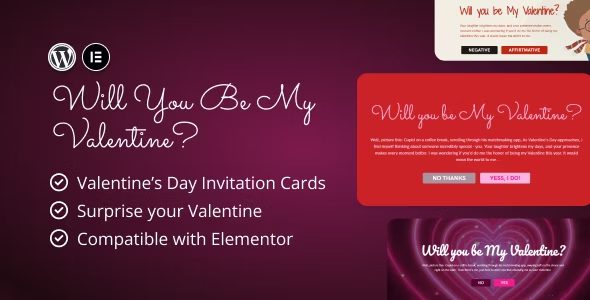 Valentine’s Day Invitations for Elementor v1.0.0 情人节请柬elementor组件插件下载