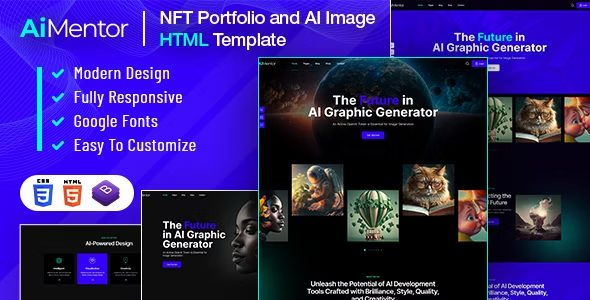 AI Mentor 1.0 – AI 图像生成器 HTML 模板下载
